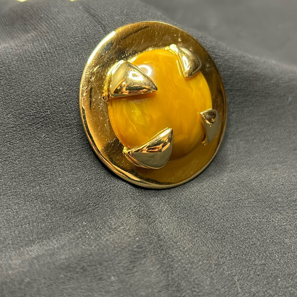 Vintage Givenchy Paris Gold Plated Resin Brooch